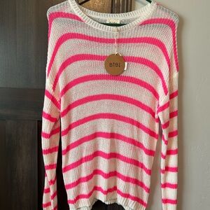 BiBi Vibrant Pink and White Striped Sweater